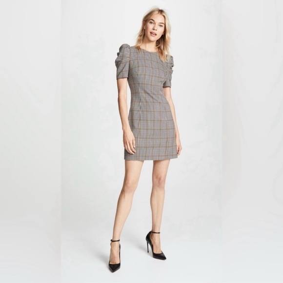 NEW Amanda Uprichard Westwick Checkered Puff Sleeve Plaid Mini Dress Large - Picture 6 of 17
